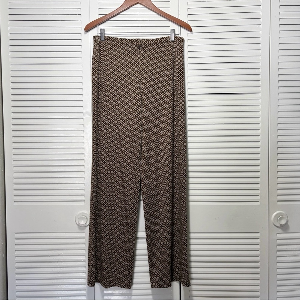 J. Jill Pants Womens Black/Brown Geometric Print Straight Leg Slinky Size S
